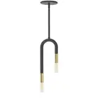 Dainolite Wand 2 Light Incandescent Pendant, Black and Brass - WAN-152P-MB-AGB