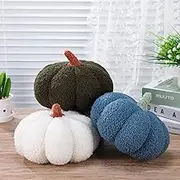 Namalu 3 Pcs Thanksgiving Pumpkin Throw Pillow Cushion 7.87'' 3D Pumpkin Throw Pillows Pumpkin Sofa Throw Pillow Cushion Home Decor for Car Bedroom Sofa Couch Living Room (White, Green, Blue)