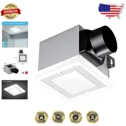 Modern 50 CFM Bathroom Exhaust Fan with Integrated LED Light - No Attic Needed
