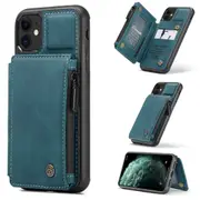 CaseMe Shockproof iPhone 11 PU Leather Case Cover Zipper Wallet Apple [Teal Green]