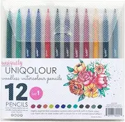 Uniquely Creative UNIQOLOUR Woodless Watercolour Pencils for Wet or Dry Colouring - Pack of 12 Pencils (Set 1)
