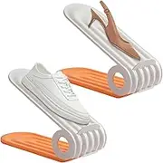 Shoe Slot Organizer | Anti-Slip 4 Levels Adjustable Space Savers 50% Shoe Holder,Slim Thickened Shoe Space Saver for Most Children's Shoes Slippers Flat Shoes Sneakers