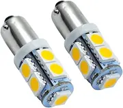 Ruiandsion 2pcs 12V BA9S LED Bulb BA9 BA9S 53 57 1895 64111 Super Bright 5050 9SMD Chipset LED Interior Light License Plate Lights Map Light Bulb,Warm White