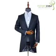 Ben Sherman Black Tailcoat Slim Fit Lightweight 100% Wool Wedding Ascot Tails