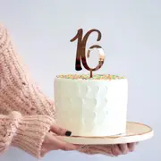 Acrylic Rose Gold Age 16 Cake Topper
