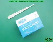 1 SCALPEL KNIFE HANDLE # 4+100 Pcs STERILE SURGICAL BLADE #20 #21 #23 #24