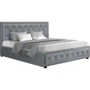 Bed Frame Fabric Gas Lift Storage - Grey King