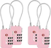 [BV] TSA Accepted Luggage Travel Lock, Set-Your-Own Combination Lock for School Gym Locker, Luggage Suitcase Baggage Locks, Filing Cabinets, Toolbox, Case (Pink, 4 Pack)