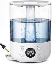 STORM HERO Air Humidifier for Bedroom - 4L Top Fill Humidifiers Cool Mist with 360° Nozzles, Auto Shut Off Humidify for Large Room, Plants, Baby Nursery, Indoor, Night Light, Easy to Clean