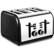4 Slice Toaster, Extra Wide Slots Black