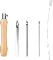 Punch Embroidery Kit Embroidery Punch Needle Threader Tool, 5Pcs Punch Needle Tool Includes Metal Punch Needle Tips Handle Punch Needle Threader Punch,Embroidery Punch Needle Sewing Punch Needle Tool