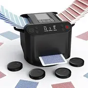 Automatic Card Shuffler and Dealer - 1-2 Decks Support 12 Players, 4 Drawing Remotes, Built-in Gameplays, 360°/180° Deal, for Poker, UNO, Phase 10, Skip-Bo, Rummy (Black)