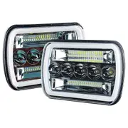 1 Pair 240W 5X7inch 7X6inch LED Headlight Hi-Lo Beam Halo DRL for Wrangler XJ YJ black