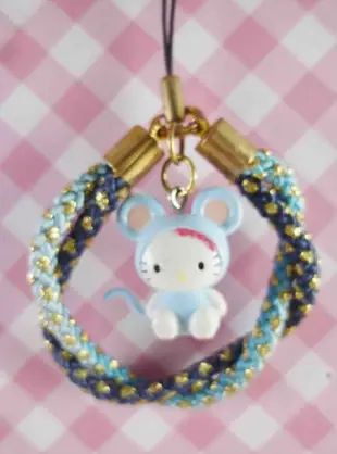 【震撼精品百貨】Hello Kitty 凱蒂貓~生肖手機吊飾-老鼠(藍線)