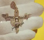 925 Silver 0.50 Ct Ct Genuine D/VVS Moissanite Men's Angle With Gun Mini Pendant