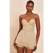 Clay Woven Bust Cup Detail Peplum Playsuit, Clay