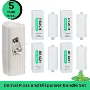 Bundle SET: Dental Floss Dispenser and Reach Waxed Refill Mint Floss 200 yards