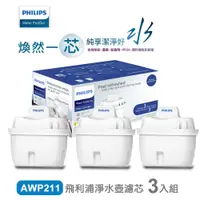 在飛比找PChome24h購物優惠-【PHILIPS飛利浦】超濾濾水壺濾芯AWP211*3入-通