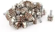Aexit 30Pcs (Potentiometer) 6 Pins 20K Ohm Knurled Shaft Adjustable Dual Linear Potentiometers (80ry566qf133) AC 220V For AU
