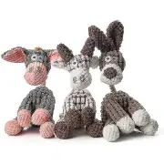 3pcs Indestructible Robust Donkey, Squeaky Dog Toys For Aggressive Chewers, Stuffed Dog Toy Plush Dog Toy Beige