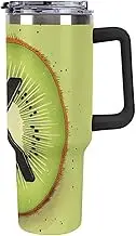 40 Oz Large Capacity Car Cup Kiwi Art Pattern Tumbler with Handle (Black) Straw Lid Insulated Stainless Steel Water Bottle Travel Mug Leak-proof Car Cup Keeps Cold Or Hot