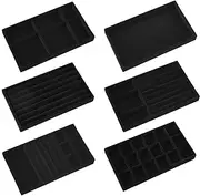 Duscdesp 6 Pcs Jewellery Tray Jewellery Organiser Stackers Jewellery Box,Earring Box Ring Box Necklace Box for Women Girls,Jewelry Storage Drawers,Holds Ring Earring Necklace Bracelet (Black)