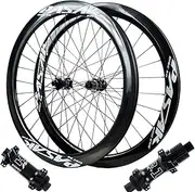 ZECHAO Carbon Fibre 700C Cycling Road Wheel,28 Hole Mid Lock Disc Brake Wheel 4 Bearings 7/8/9/10/11/12 Speed for 700C*23C-45C Tires 1845g Wheelset(Black-MS)