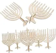 Toyvian Pcs Unfinished Hanukkah Wooden Menorah Kit for Custom Decor DIY Wooden Candle Holder Versatile for Home Decorations and Party Settings