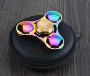 Rainbow Heavy Metal Tri-Wing Fidget Spinner, Spinner with Case