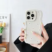 ZTOFERA Case for iPhone 13 Pro Max, Cute Curly Wave Frame Daisy Pattern Liquid Silicone Case, Flexible Shockproof Protective Bumper Cover for iPhone 13 Pro Max 6.7" - Beige