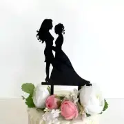 Silhouette Two Brides Bridal Cake Topper