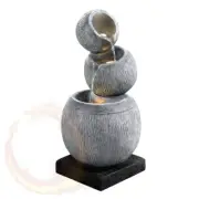 Gardeon Solar Fountain Water Feature Bird Bath Garden LED Light 80CM Grey