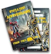 RXLITE Premium Creative Transformers Robot Invitation Set - Complete Set with Cards, Scratch Stickers, Wraps and Futuristic Design for a Delightfully Playful Birthday Party