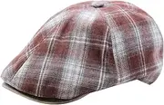 [IFSUN] Newsboy Hats for Men Classic 8 Panel Cotton Blend Ivy Cabbie Flat Hat, Red, One Size