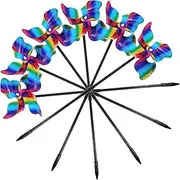 Kisangel 6pcs Reflective Outdoor Wind Spinners Decorative Windmill Pinwheels for Garden and Parties Vibrant Gradient Color Enhance Any Outdoor Space
