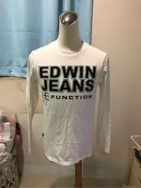 在飛比找Yahoo!奇摩拍賣優惠-百貨專櫃EDWIN愛德恩 白色純棉T恤 白色長袖上衣xs