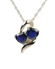 Memorial Heart Urn ash jewelry sterling Silver 925 with blue stones