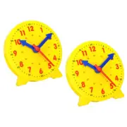 4 inch Teaching Clock Learning Time 24 Hour 3 Pointers Geared, Yellow 2pcs