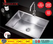 700*450*250 Handmade Stainless Steel Under/Topmount Kitchen Laundry Single Sink [44-HF7045D]