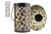 LED Solar Light Outdoor Garden Light Hanging Solar Lantern Light Decor Light Retro Metal Hollow Out Black Waterproof