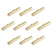 50Pcs Ribbon Crimp Clamp Ends 35mm Cord End Clasp for DIY Craft Light Golden