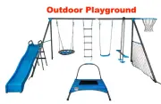 Kids Slide Swing Set Outdoor Playground Activity Basketball Hoop ( 8 Stations )