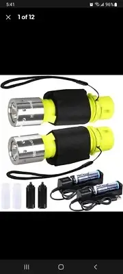 Hecloud Professional High Lumens Diving Flashlight With Battery And Charger Ipx8