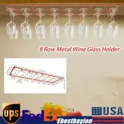 Bronze Metal Wine Glass Holder 8 Row Stemware Hanger Bars Bottles Storage Rack