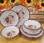 12 Set Thanksgiving White Pumpkin Scalloped Melamine Dinner Salad Plates Bowls
