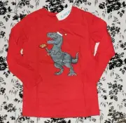 Carter's Baby Toddler Red Long Sleeve Christmas Dino Santa Hat w/Cookies 24 Mos