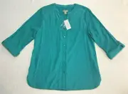 Chico's women’s size 1 long sleeve blouse V-neck polyester/rayon new with tags.