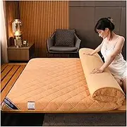 YXCMD Japanese Futon Mattress, Thicken Tatami Floor Mat, Roll Up Foldable Mattress, Camping Mattress, Folding Sofa Bed Mattress, Student Dormitory Mattress(Camel,150 * 200cm)