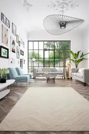 Scandinavian Shaggy Wave Cream Rug
