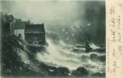 Rough Sea Scarborough Yorkshire Rough Sea In Robin Hood's Bay England OLD PHOTO